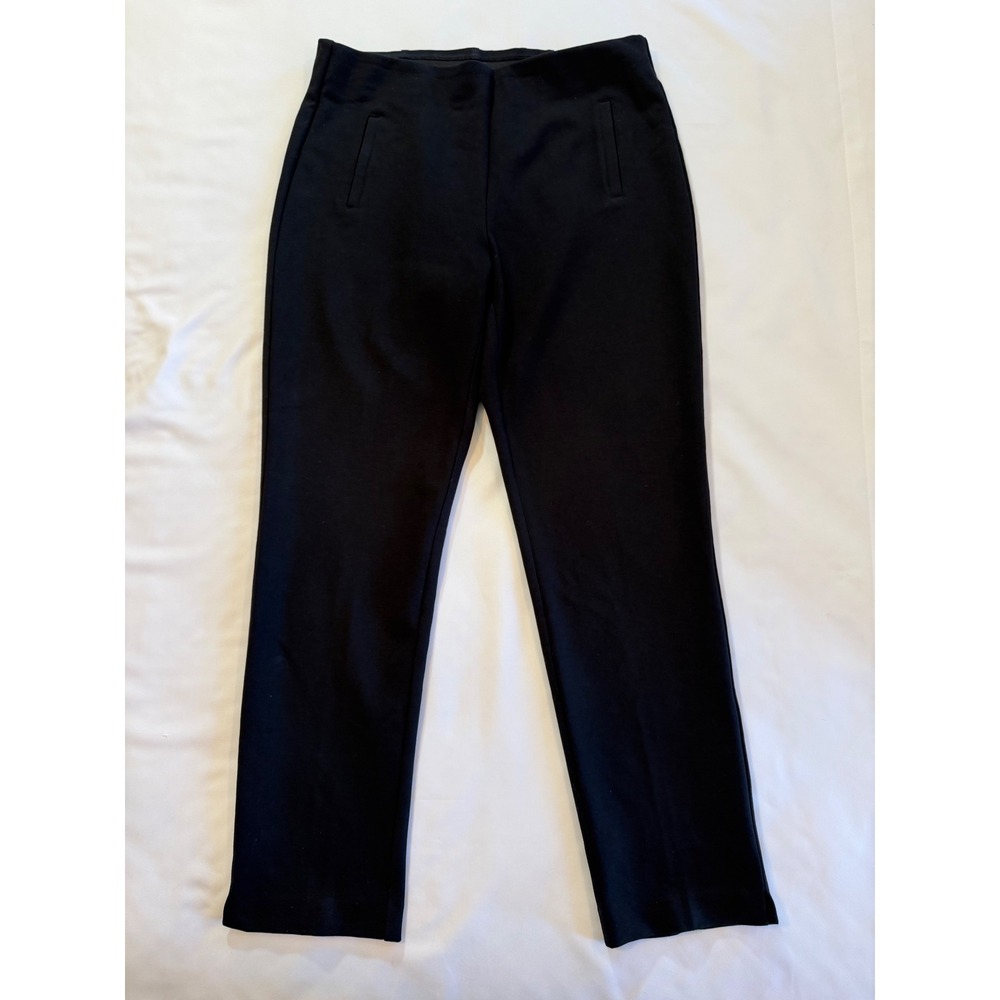 Black Ankle Pants Chico's Size 1 Medium Pull On Ponte Knit Slim Leg Trousers